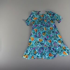 Vintage Firefly Seashell Starfish Print Muumuu Dress Women's XL 100% Cotton Boho